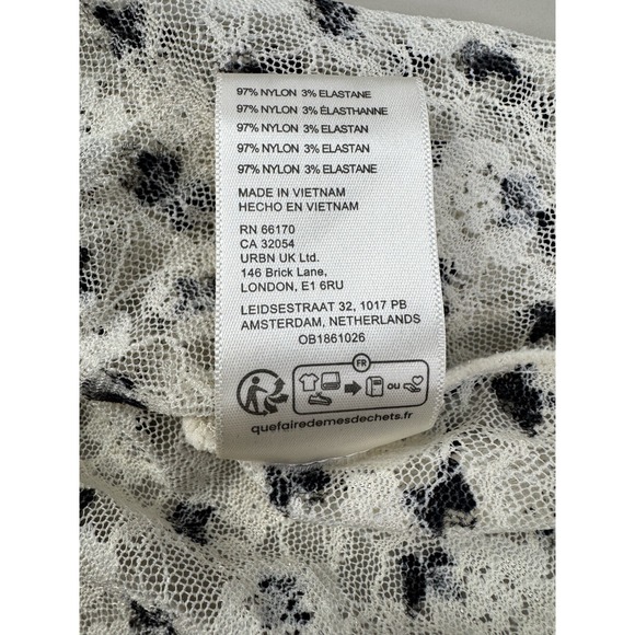 Free People Sheer Delight Lace Boho Minidress Womens Medium Off White Velvet Bow - Picture 13 of 16